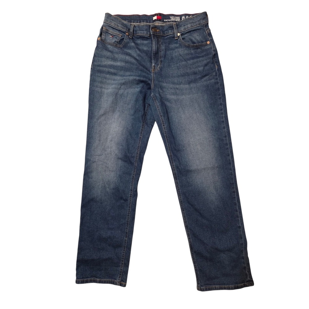 Tommy Hilfiger Classic Straight High Rise Medium Wash Stretchy Jeans 12 (33x30)